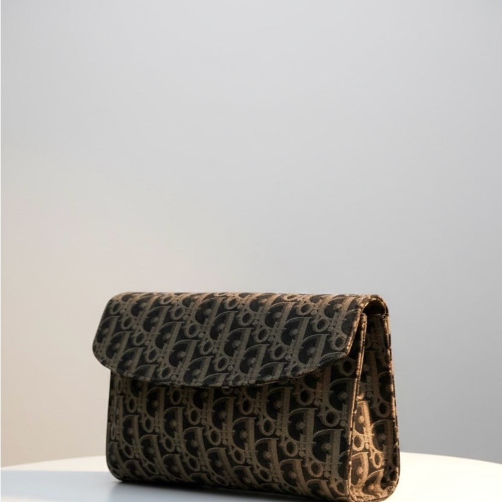 Authentic Christian Dior Vintage Oblique Trotter Monogram Canvas Clutch Pouch - Picture 12 of 16